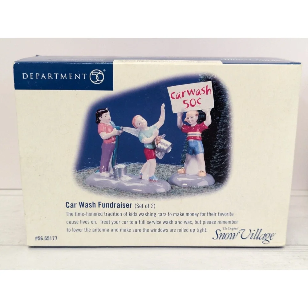DEPT 56 Snow Village Car Wash Fundraiser Set of 2 w/Box #56.55177 Retired '02-04